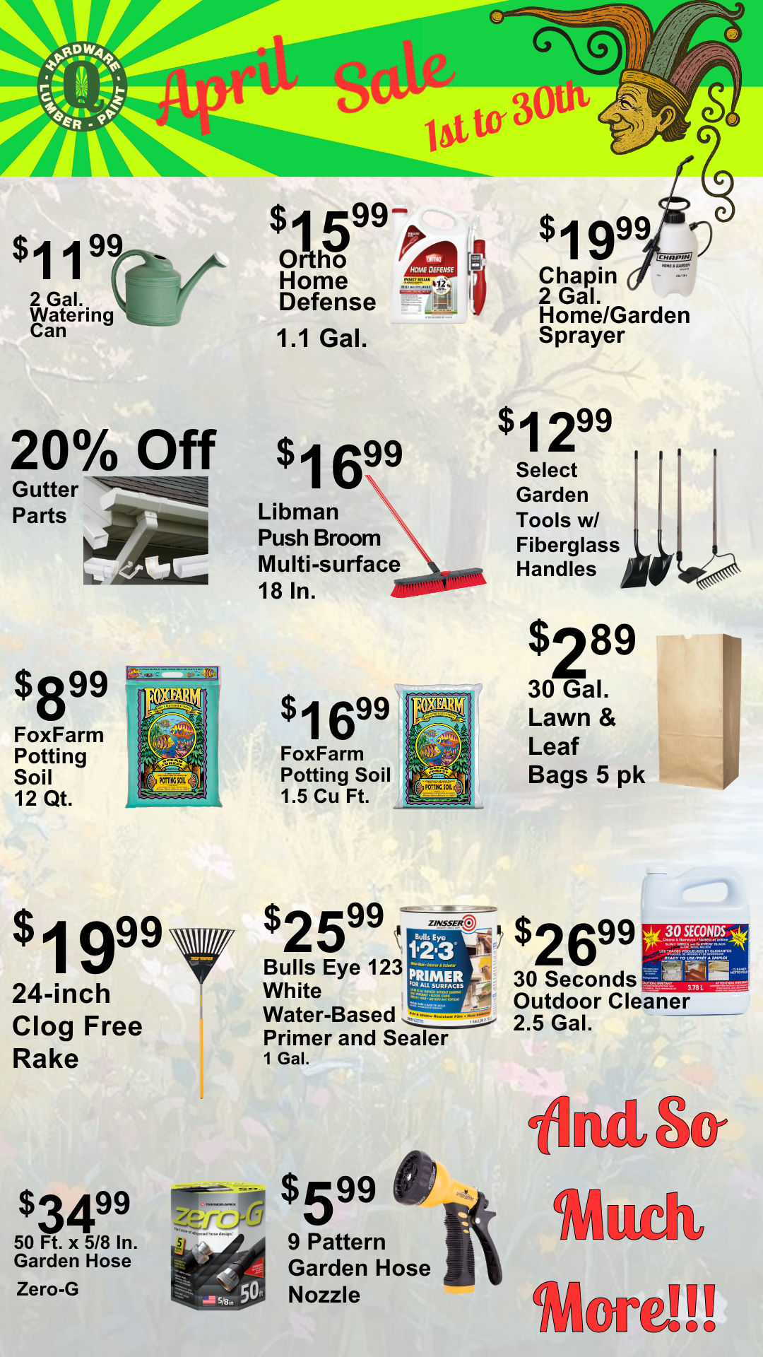 Items on sale in April